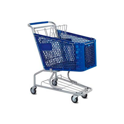 VersaCart® Blue Plastic Shopping Cart 3.5 Cu. Foot Capacity 102-085-DBL-BH