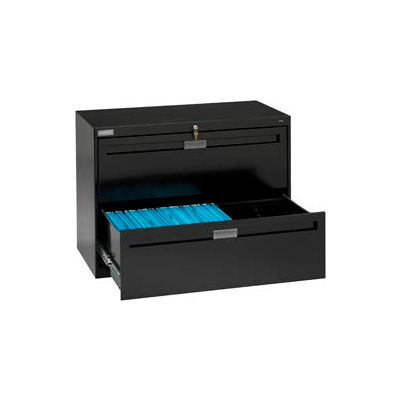 Deluxe Fixed Front Lateral File Cabinet 36"W X 28"H - Black