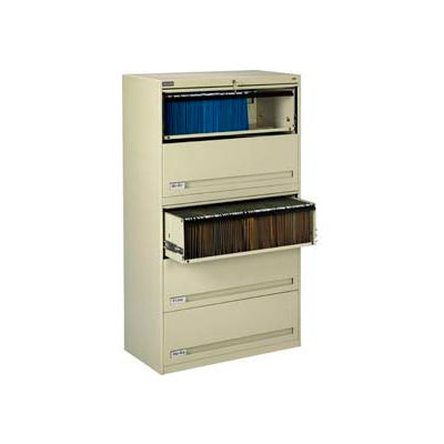 Deluxe Retracting Front Lateral File Cabinet 36"W X 65"H - Putty