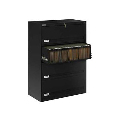 Deluxe Retracting Front Lateral File Cabinet 42"W X 52"H - Black