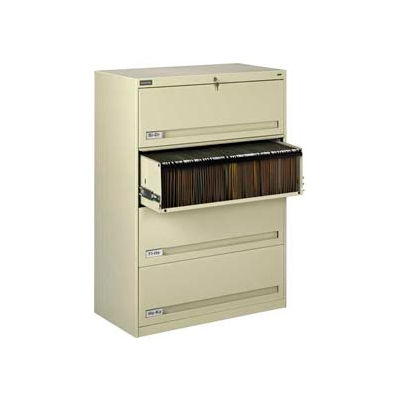 Deluxe Retracting Front Lateral File Cabinet 42"W X 52"H - Putty