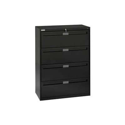 Deluxe Fixed Front Lateral File Cabinet 42"W X 52"H - Black