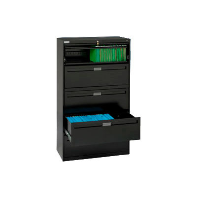 Deluxe Fixed Front Lateral File Cabinet 42"W X 65"H - Black