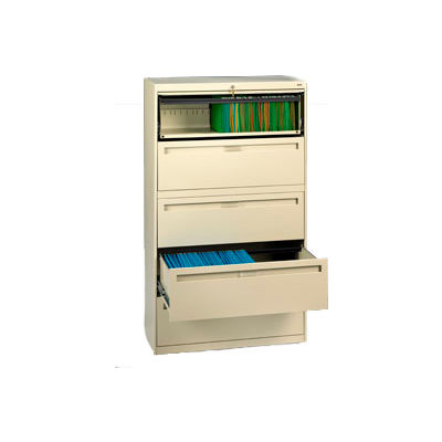 Deluxe Fixed Front Lateral File Cabinet 42"W X 65"H - Putty