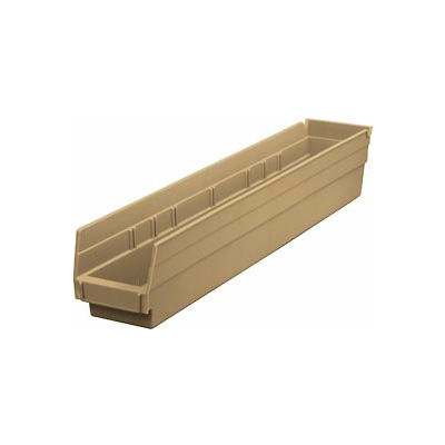 Global Industrial Plastic Nesting Storage Shelf Bin 4-1/8"W x 23-5/8"D x 4"H Beige - Pkg Qty 12