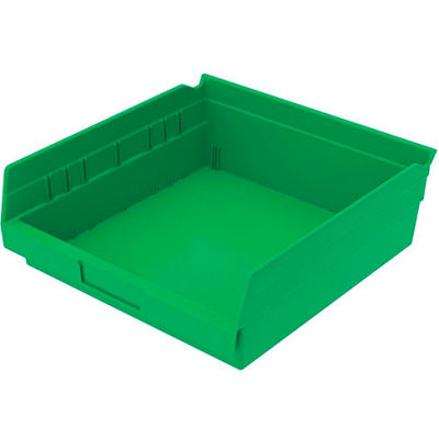 Global Industrial Plastic Nesting Storage Shelf Bin 11-1/8"W x 11-5/8"D x 4"H Green - Pkg Qty 12