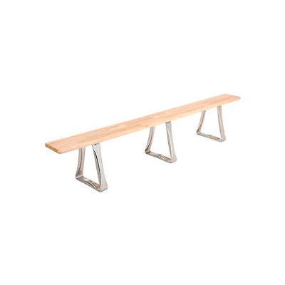 Global Industrial Locker Room Bench, Hardwood With Trapezoid Legs, 96 x 9-1/2 x 17