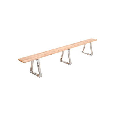 Global Industrial Locker Room Bench, Hardwood With Trapezoid Legs, 120 x 9-1/2 x 17