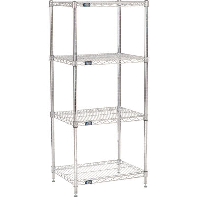 Nexel® 4 Shelf, Chrome Wire Shelving Unit, Starter, 24"W x 18"D x 54"H
