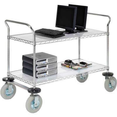 Nexel® Chrome Wire Shelf Instrument Cart w/2 Shelves, 1200 Ib. Capacity, 36"L x 24"W x 44"H