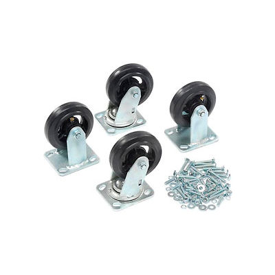Global Industrial™ 5" x 1-1/2" Mold-On Rubber Caster Kit 2 Swivel, 2 Rigid