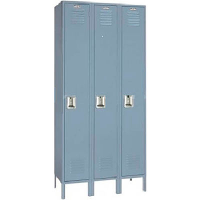 Lyon Single Tier 3 Door Steel Locker With Recessed Handle, 12"Wx18"Dx72"H, Gray, Assembled