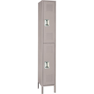 Lyon® 2-Tier 2 Door Locker, Recessed Handle, 12"W x 18"D x 36"H, Gray, Assembled