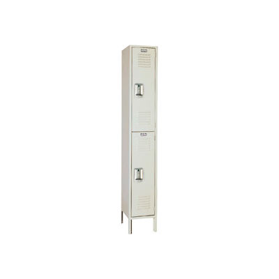 Lyon Double Tier 2 Door Steel Locker With Recessed Handle, 12"Wx18"Dx36"H, Putty, Assembled