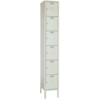Lyon Six Tier 6 Door Steel Locker With Hasp Handle, 12"Wx18"Dx12"H, Putty, Assembled