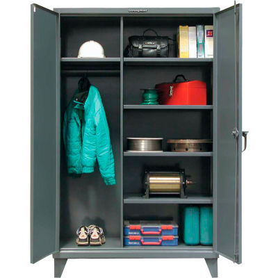 Armoire de conciergerie robuste Stronghold, 36 po L x 24 po P x 78 po H, entièrement soudée, gris