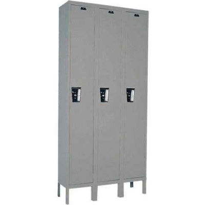 Hallowell® 1-Tier 3 Door Maintenance-Free Quiet Locker, 12"Wx12"Dx72"H, Gray, Unassembled