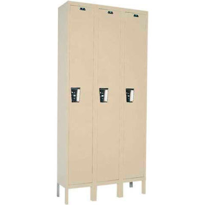 Hallowell® 1-Tier 3 Door Maintenance-Free Quiet Locker, 12"Wx12"Dx72"H, Tan, Unassembled