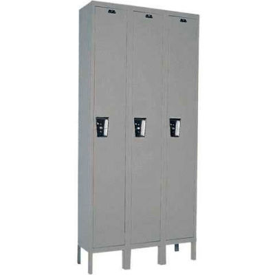 Hallowell® 1-Tier 3 Door Maintenance-Free Quiet Locker, 15"Wx18"Dx72"H, Gray, Unassembled