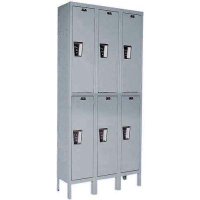 Hallowell® 2-Tier 6 Door Maintenance-Free Quiet Locker, 12"Wx18"Dx36"H, Gray, Unassembled