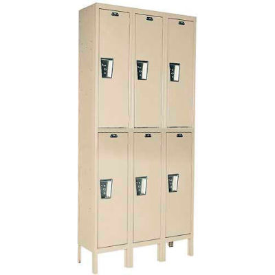 Hallowell® 2-Tier 6 Door Maintenance-Free Quiet Locker, 18"Wx18"Dx36"H, Tan, Unassembled