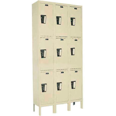 Hallowell® 3-Tier 9 Door Maintenance-Free Quiet Locker, 12"Wx18"Dx24"H, Tan, Unassembled