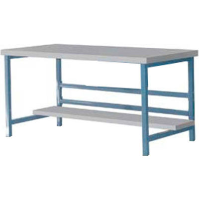 Stationary 72" X 30" Plastic Laminate Square Edge Workbench - Blue