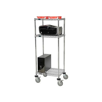 Nexel 3-Shelf Mobile Wire Printer Stand, 24"W x 18"D x 59"H, Chrome