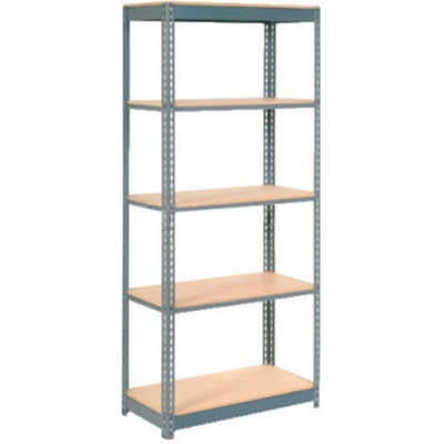 Global Industrial™ Heavy Duty Shelving 48"W x 12"D x 84"H With 5 Shelves - Wood Deck - Gray