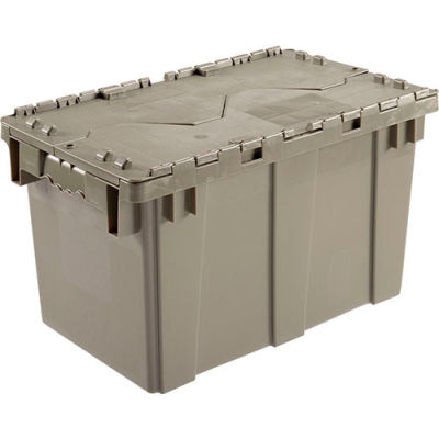 Global Industrial™ Plastic Attached Lid Shipping - Conteneur de stockage DC2213-12 22-3/8x13x13 GY