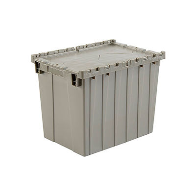 Global Industrial™ Plastic Attached Lid Shipping & Storage Container 21-7/8x15-1/4x17-1/4 Gray