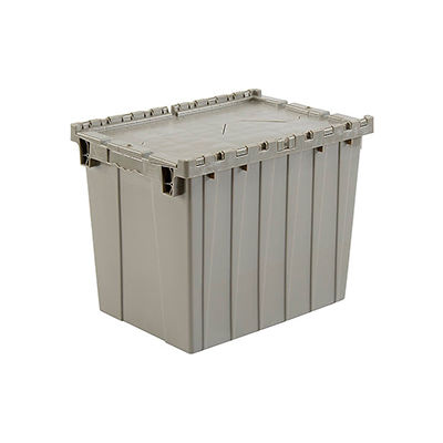 Global Industrial Plastic Attached Lid Shipping & Storage Container 21-7/8x15-1/4x17-1/4 Gray