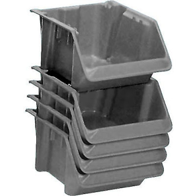 LEWISBins Fiberglass Stack & Nest Hopper Bin, 11-1/2"W x 18"D x 7-1/2"H, Gray - Pkg Qty 5