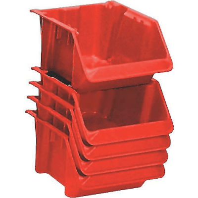 LEWISBins Fiberglass Stack & Nest Hopper Bin, 11-1/2"W x 18"D x 7-1/2"H, Red - Pkg Qty 5
