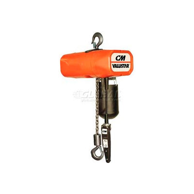 CM Valustar 2 Ton, Electric Chain Hoist W/ Chain Container, 15' Lift, 8 FPM, 115V