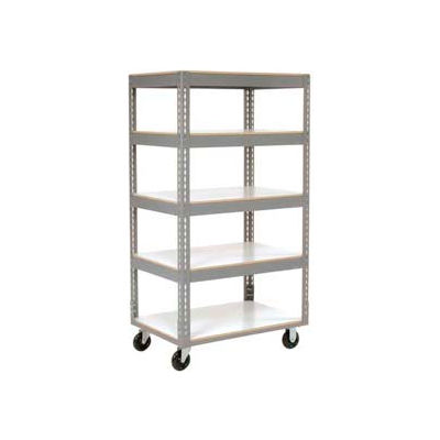 Global Industrial® Boltless Shelf Truck w/5 Shelves & Poly Casters, 60"L x 24"W x 65"H, Gray