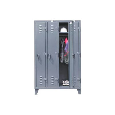 StrongHold® Single Tier 4 Door Welded Slim-Line Locker, 50"Wx18"Dx72"H, Gray, Assembled