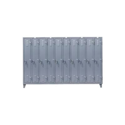 StrongHold® Single Tier 10 Door Welded Slim-Line Locker, 122"Wx18"Dx78"H, Gray, Assembled