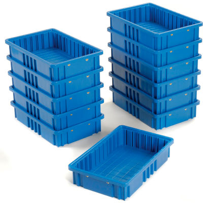 Global Industrial™ Plastic Dividable Grid Container DG92035,16-1/2"L x 10-7/8"W x 3-1/2"H, Blue - Pkg Qty 12