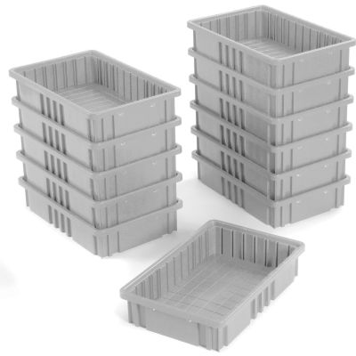 Global Industrial™ Plastic Dividable Grid Container DG92035,16-1/2"L x 10-7/8"W x 3-1/2"H, Gray - Qté par paquet : 12