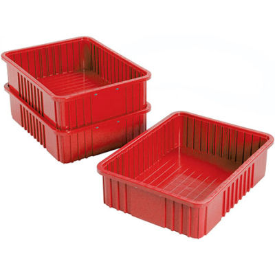 Global Industrial Plastic Dividable Grid Container - DG93060, 22-1/2"L x 17-1/2"W x 6"H, Red - Pkg Qty 3