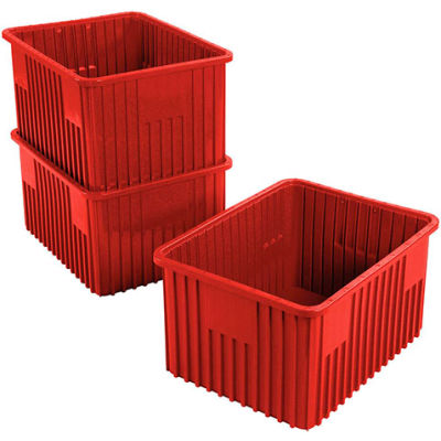 Global Industrial Plastic Dividable Grid Container - DG93120, 22-1/2"L x 17-1/2"W x 12"H, Red - Pkg Qty 3