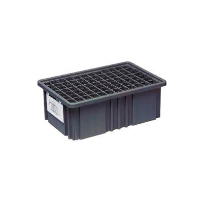 Quantum Conductive Dividable Grid Container - DG92035CO, 16-1/2"L x 10-7/8"W x 3-1/2"H, Black - Pkg Qty 12
