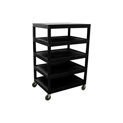 Luxor® BC55 Plastic Shelf Truck 32 x 24 x 48, 5 Shelves, Black
