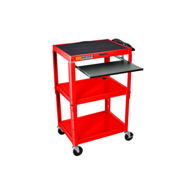Global Industrial Adjustable Steel Workstation With Sliding Keyboard Shelf, Red