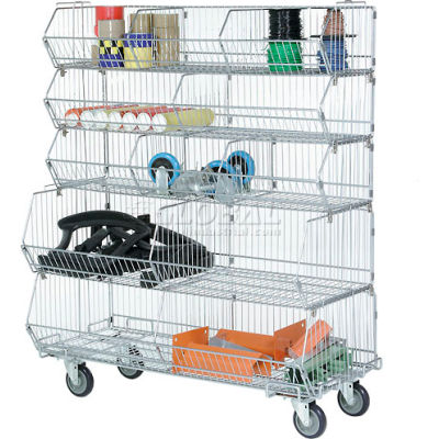Global Industrial Modular Wire Stacking Bin Basket Rack, 48"W x 20"D x 48"H, 5 Wire Bins