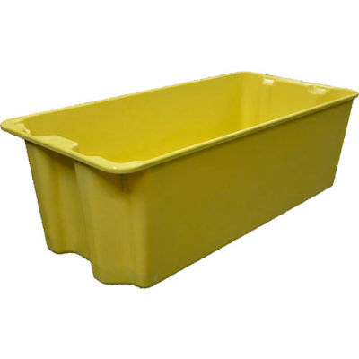 Molded Fiberglass Nest and Stack Tote 780008 with Wire - 42-1/2" x 20" x 14-1/4", Yellow
