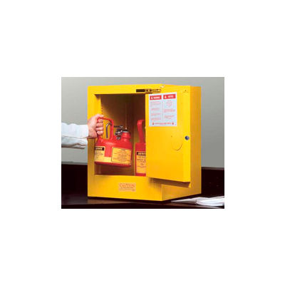 Justrite Flammable Liquid Cabinet, 4 Gallon, Self-Close Single Door Vertical Storage
