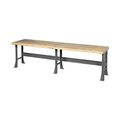 Global Industrial Extra Long Workbench w/ Maple Square Edge Top, 144"W x 30"D, Gray