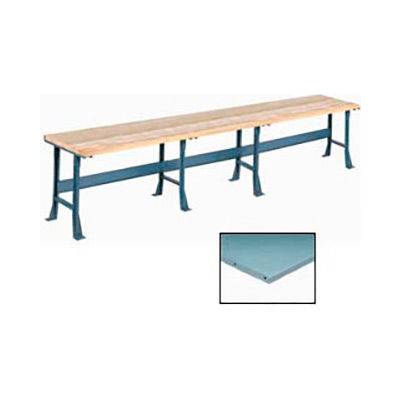 Global Industrial Production Workbench w/ Steel Square Edge Top, 180"W x 30"D, Gray